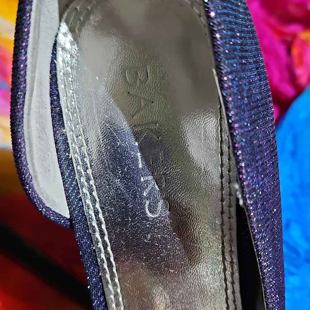 Bakers Purple Metallic Heels Elegant Peep Toe